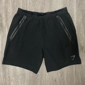 Gymshark Shorts Men's Medium Black Gym Running Unlined 7" Inseam Stretch Hike